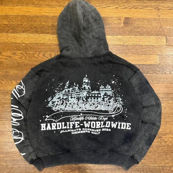 (S) Hardlife University Hoodie (Washed Black) - Picture 5 of 6